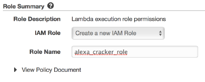 Screenshot of creating IAM role